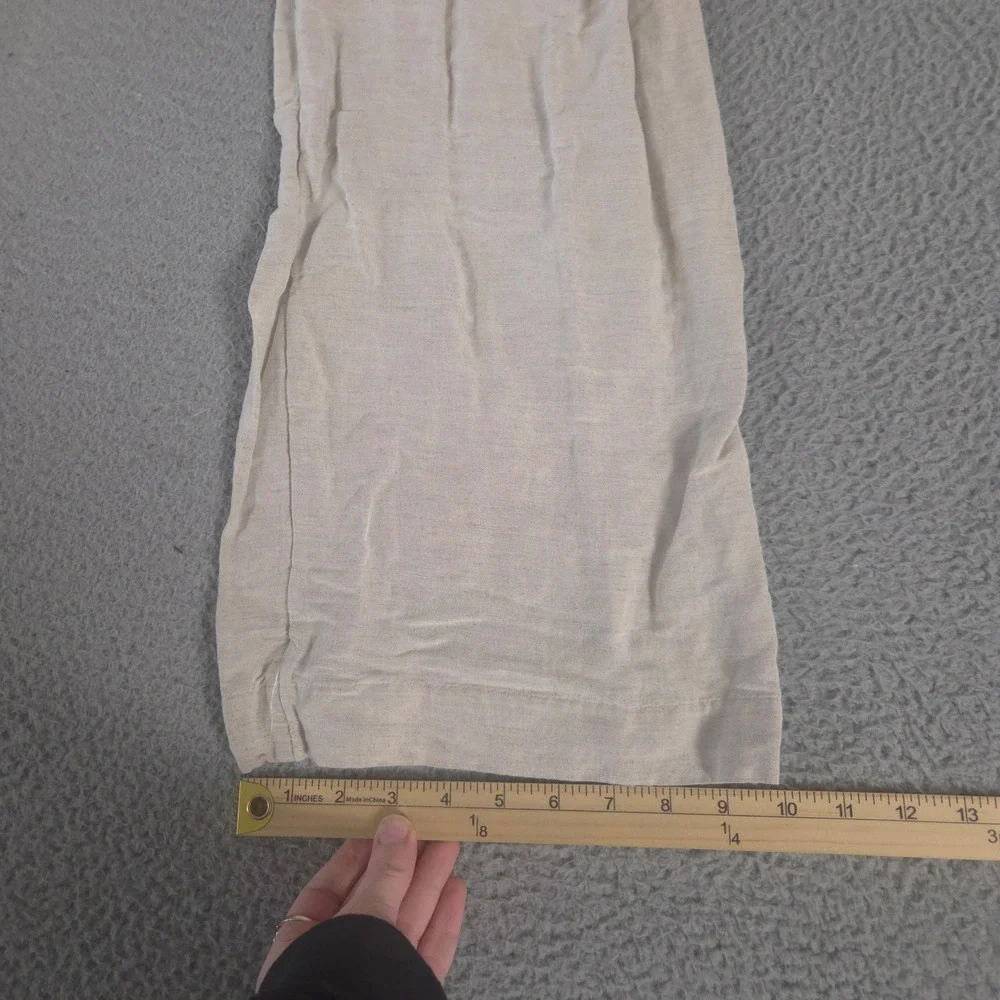 H&M Pants‎ Womens Small Straight-Leg Linen-Blend Drawstring Elastic Waist Pocket